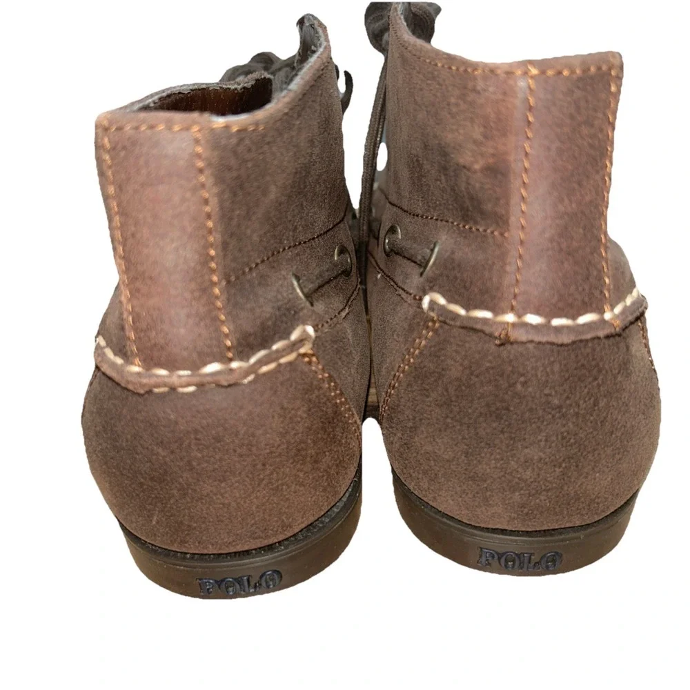 POLO RALPH LAUREN Barx Chukka Chocolate Leather Ankle Boots 11571 Men‎ Sz 9.5D